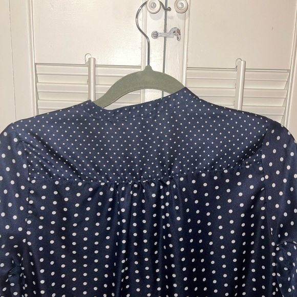 THE LIMITED womens polka dot navy blue blouse - Picture 6 of 7